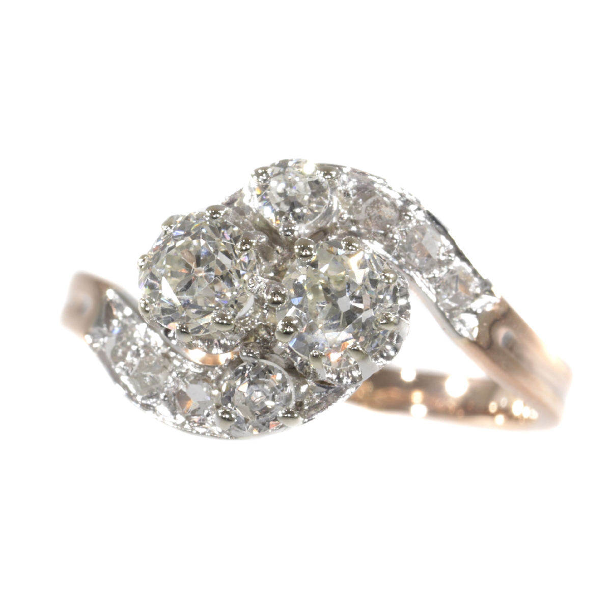 Belle Epoque romantic diamond toi et moi engagement ring - French for you and me